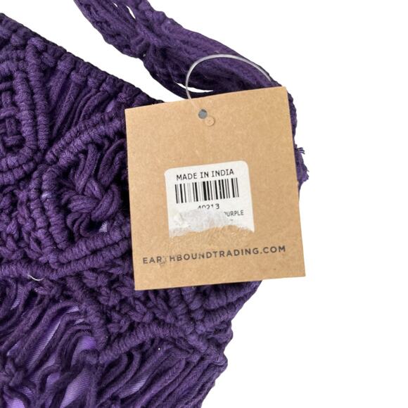 Earthbound Trading Co Purple Macrame Crochet Bag Crossbody New - Picture 16 of 16